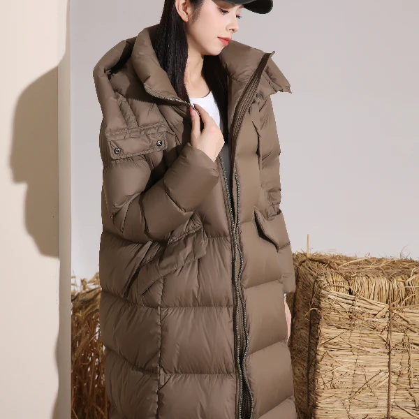 LINGWANG/翎王 2023长款鹅绒羽绒服-23-15 95%白鹅绒  时尚韩版