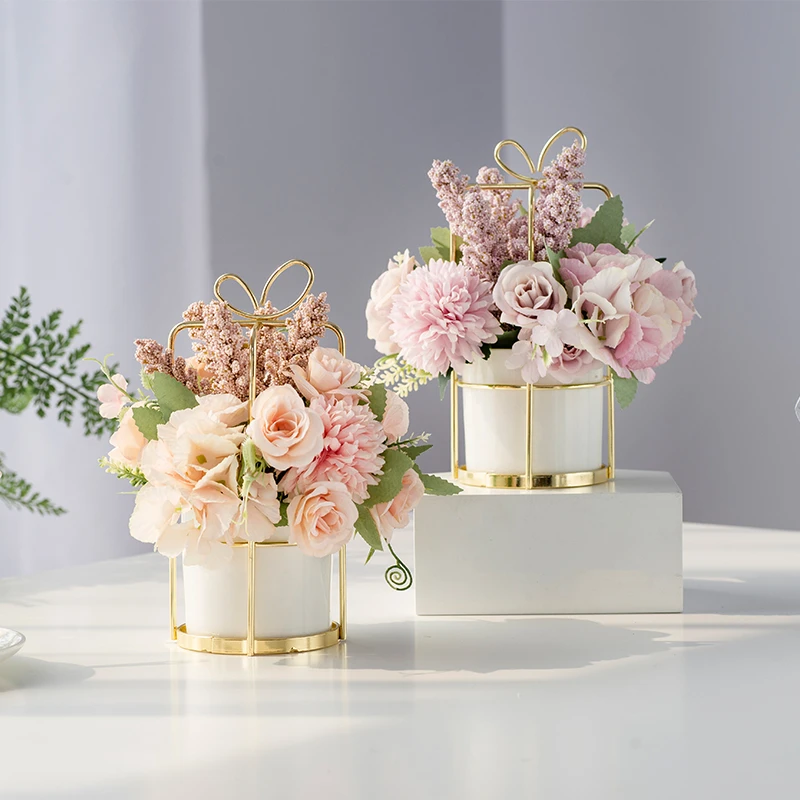 高档轻奢装饰品家居饰品摆设装饰客厅茶几摆花前台电视柜假花