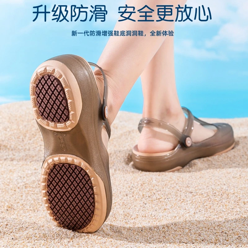 增强防滑】洞洞鞋女外穿凉拖鞋新款夏季厚底孕妇中老年人沙滩凉鞋