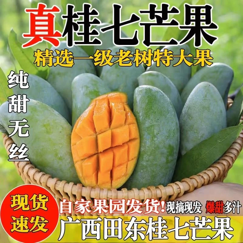 【超甜】广西桂七芒3/5/9斤新鲜应季孕妇水果纯甜大青芒甜心芒整箱