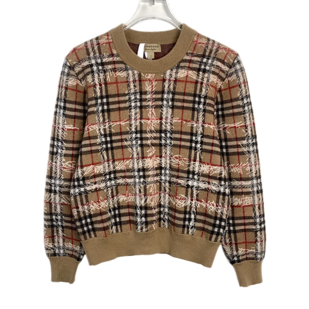 99新 XH  010112 Burberry bbr 博柏利 格纹羊毛针织毛衣 S码