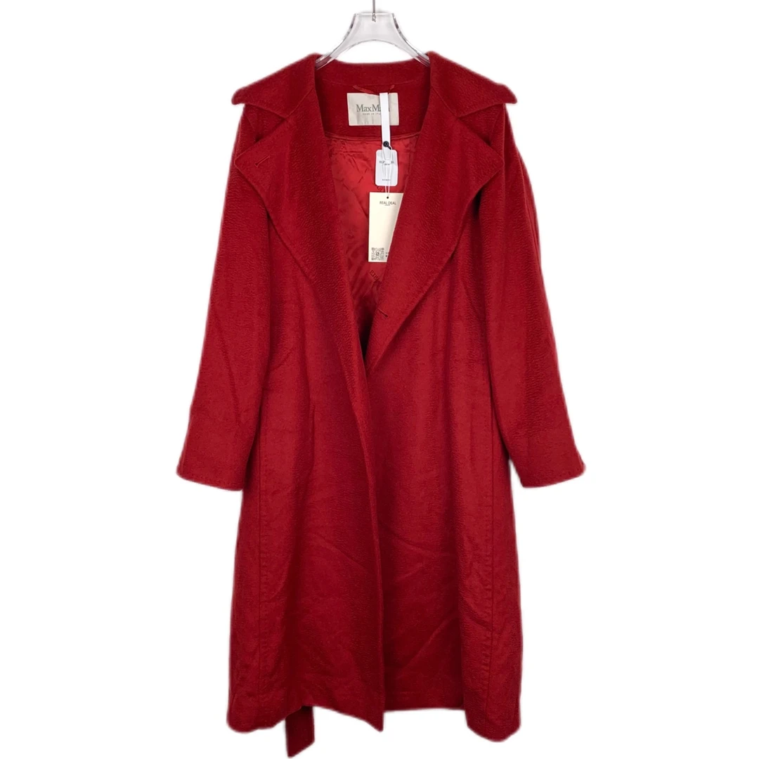 99新 008238 Maxmara 红色翻领骆驼绒呢子大衣外套 38码