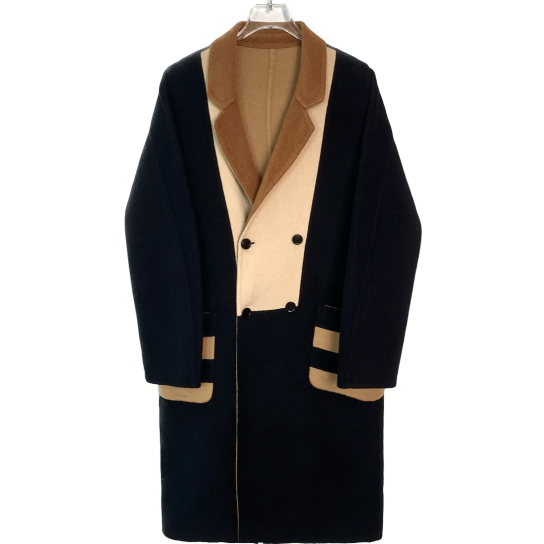 99新 006876 Maxmara 165/88A 女士翻领拼接双面羊毛大衣外套