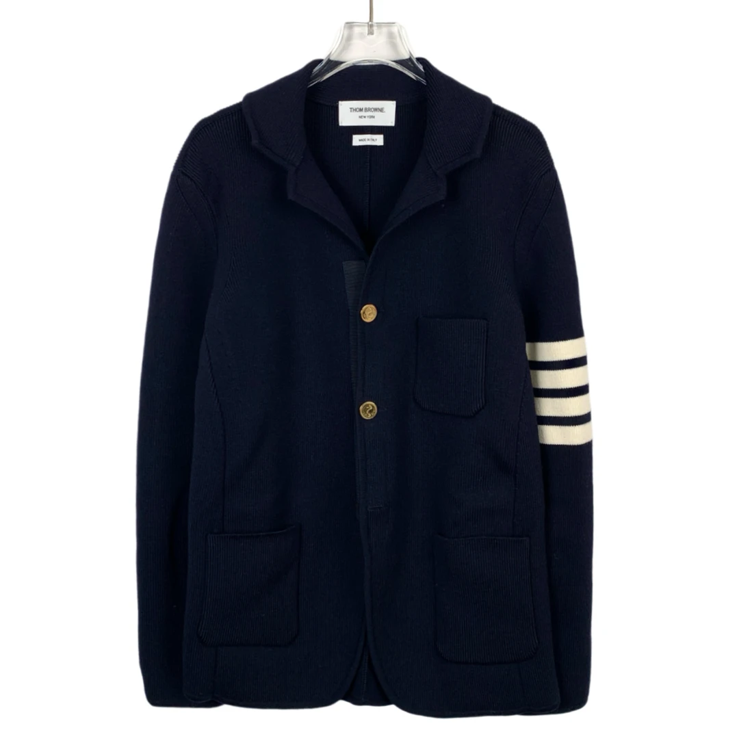 99新 017336 ThomBrowne 藏蓝色四杠翻领单排扣羊毛西装2码M码
