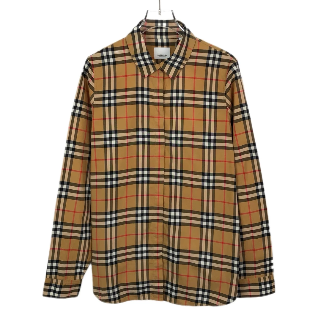 95新 XH 009096 Burberry 博柏利 经典格纹翻领长袖衬衫 38码