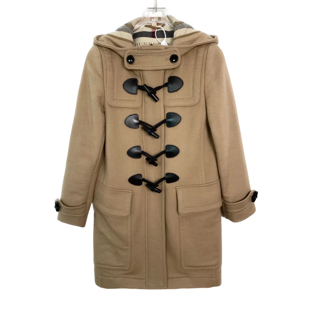 99新 HM 006371 Burberry 博柏利 牛角扣连帽羊毛呢子大衣 36码