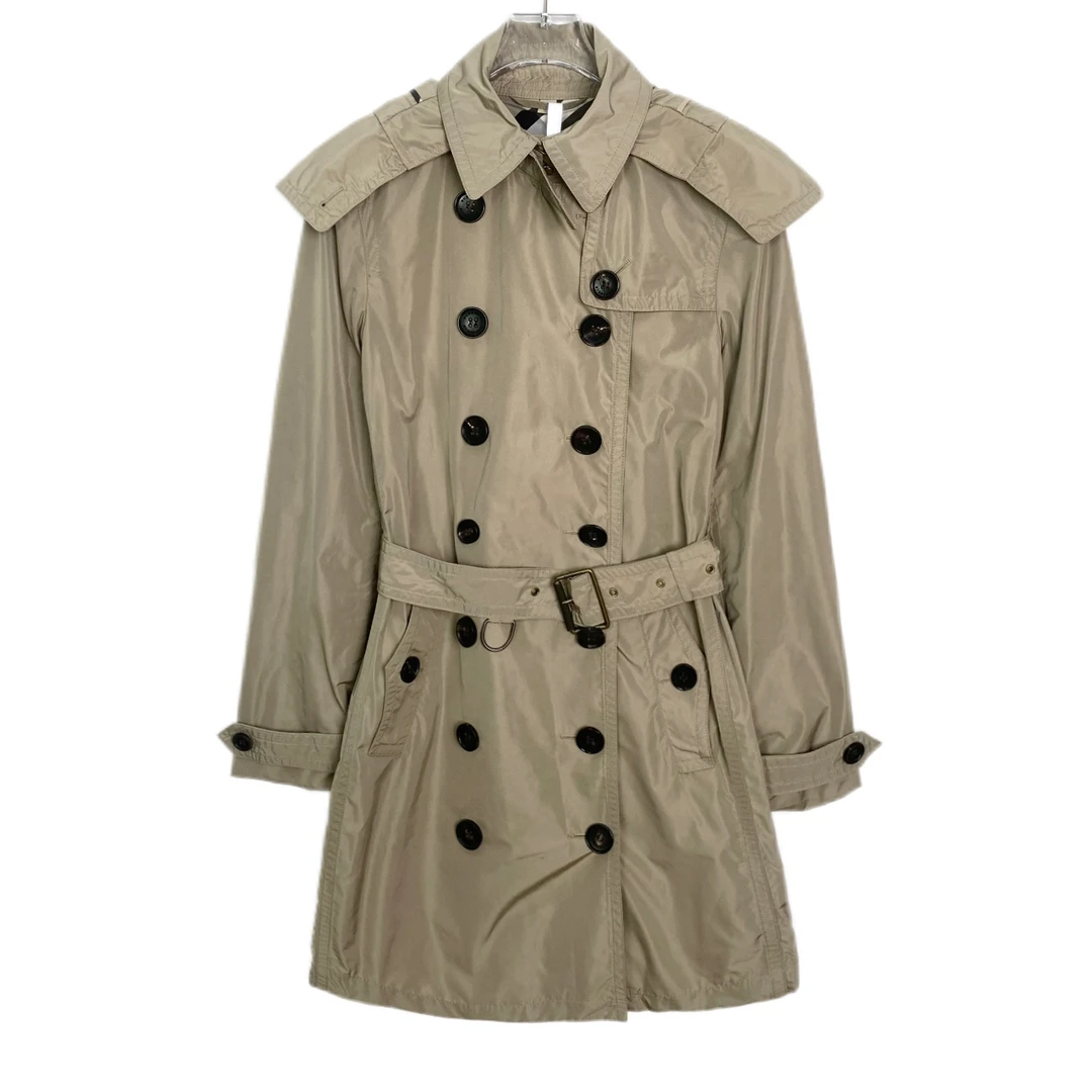99新 008139 Burberry 博柏利 翻领连帽双排扣腰带款风衣 38码