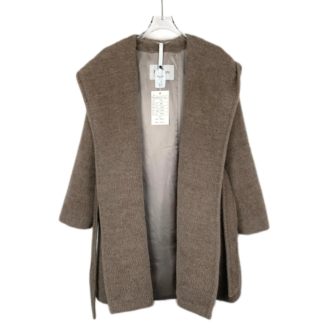 MaxMara016243  咖色羊驼毛混羊毛大衣外套 40 M码