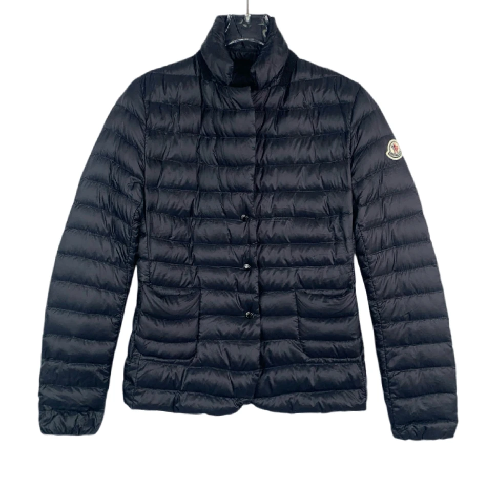 99新 012095 Moncler 蒙口 徽标贴饰黑色立领羽绒服 XS码