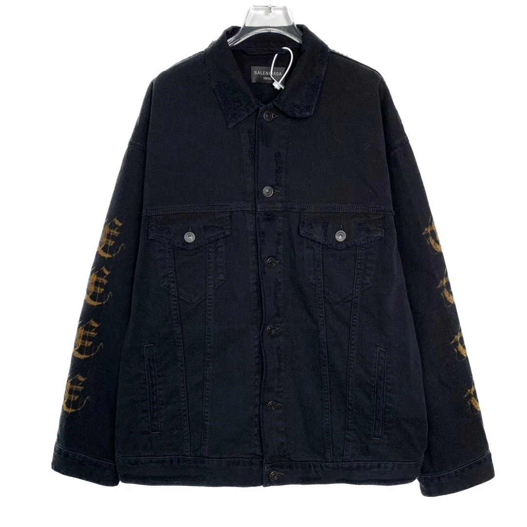 全新 HM 006941 Balenciaga 巴黎世家 印花翻领牛仔夹克外套 XS码