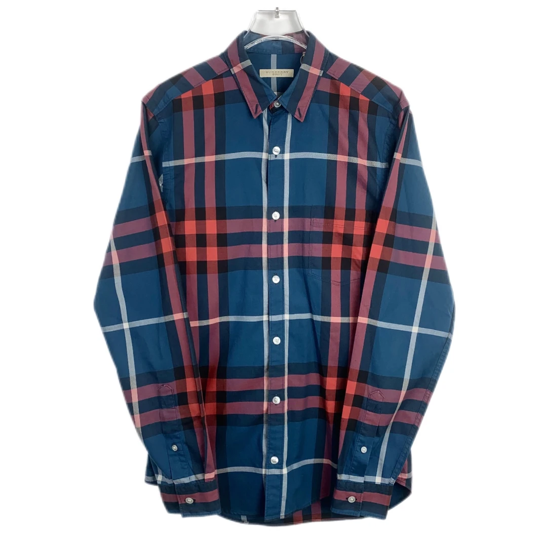 99新 BURBERRY/博柏利 009575 格纹拼色长袖衬衫 XS码