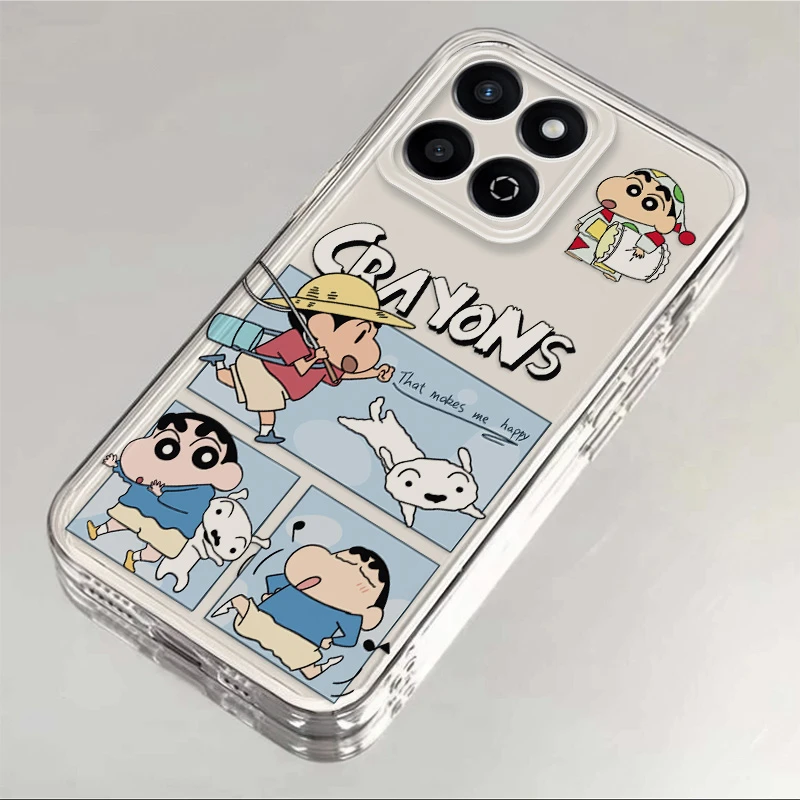 荣耀畅玩60Plus适用手机壳蜡笔小新秋游卡通透明全包软硅胶防摔