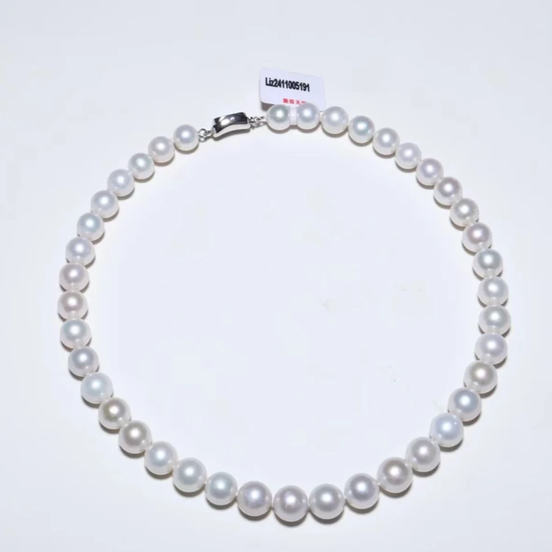 【鹿鹿】（北大证）青粉光淡水珍珠S925银几乎无暇9-12mm珍珠项链