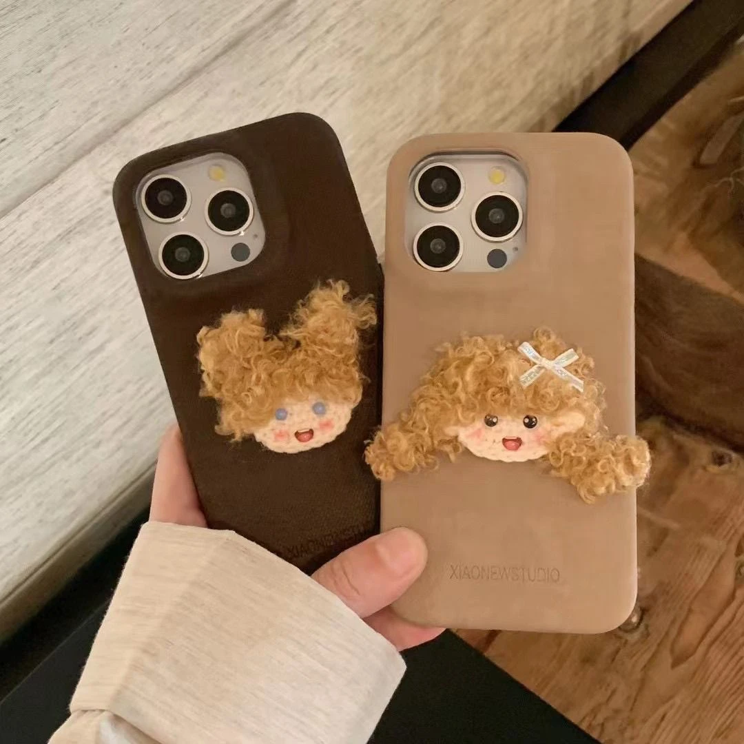 秋冬毛绒女孩15promax适用苹果14手机软壳iPhone16可爱保护套13p