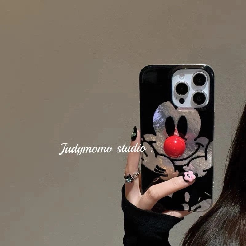 卡通黑米老板圆点支架适用苹果15/14新款iPhone16promax手机壳13