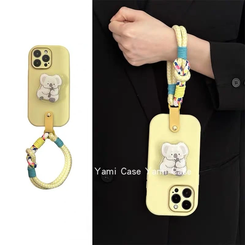 ins卡通可爱考拉支架IPhone15promax手机壳苹果13挂绳11腕带14软x