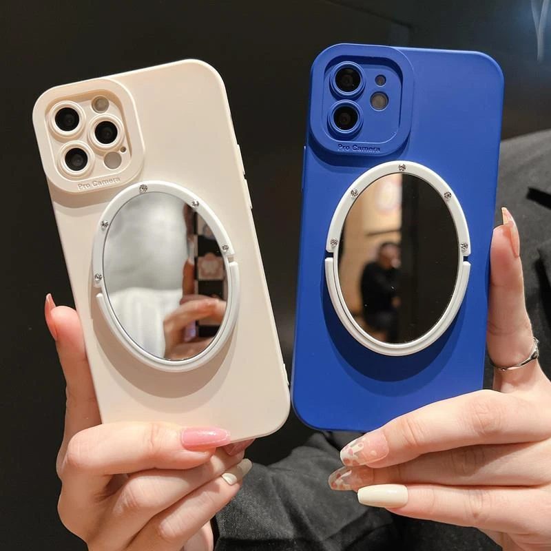 克莱因蓝iphone14手机壳镜子15promax苹果13/12防摔硅胶11液态xr