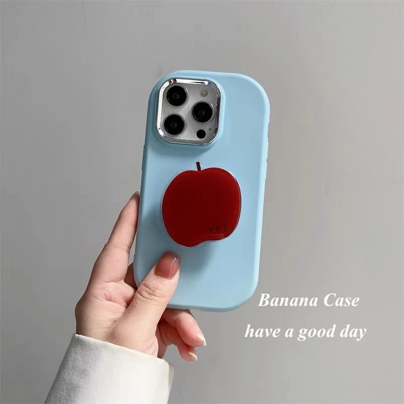 日韩ins红苹果支架适用苹果15promax手机壳iPhone13软11全包xr女7