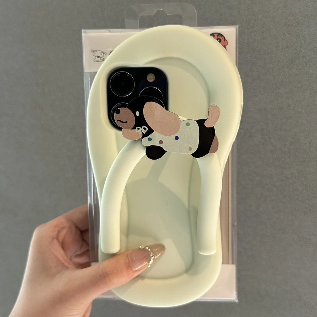趣味搞怪卡通狗狗人字拖适用iPhone15promax苹果14手机壳13硅胶12