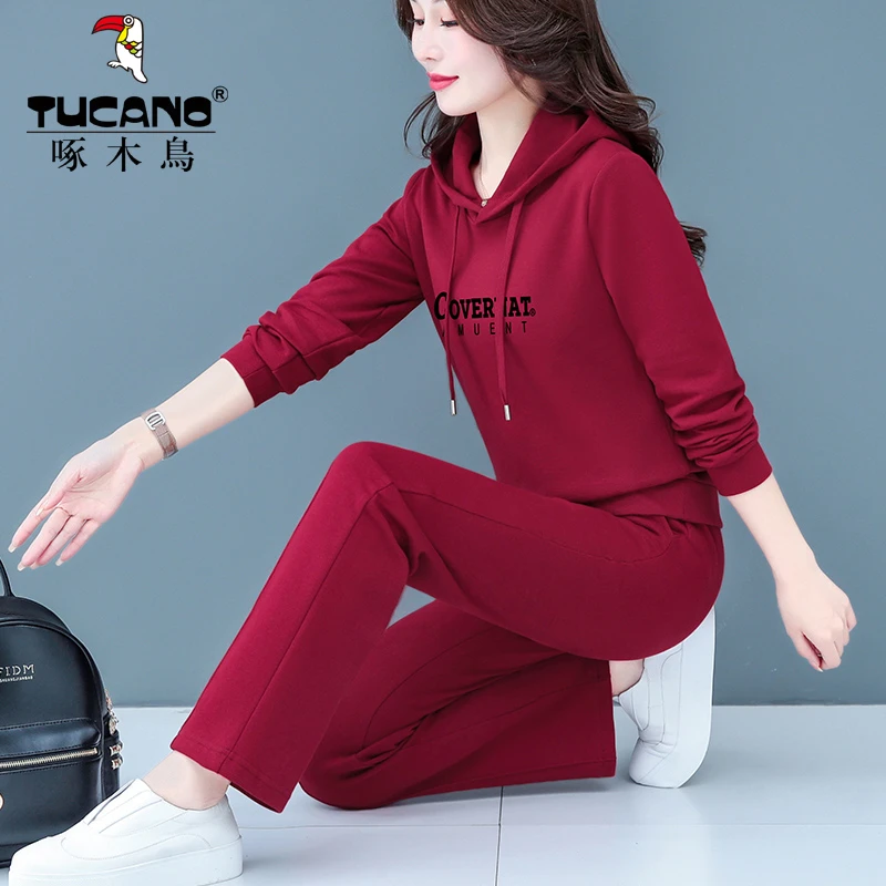 连帽卫衣套装女2023新款春秋款时尚洋气减龄休闲运动服女装两件套