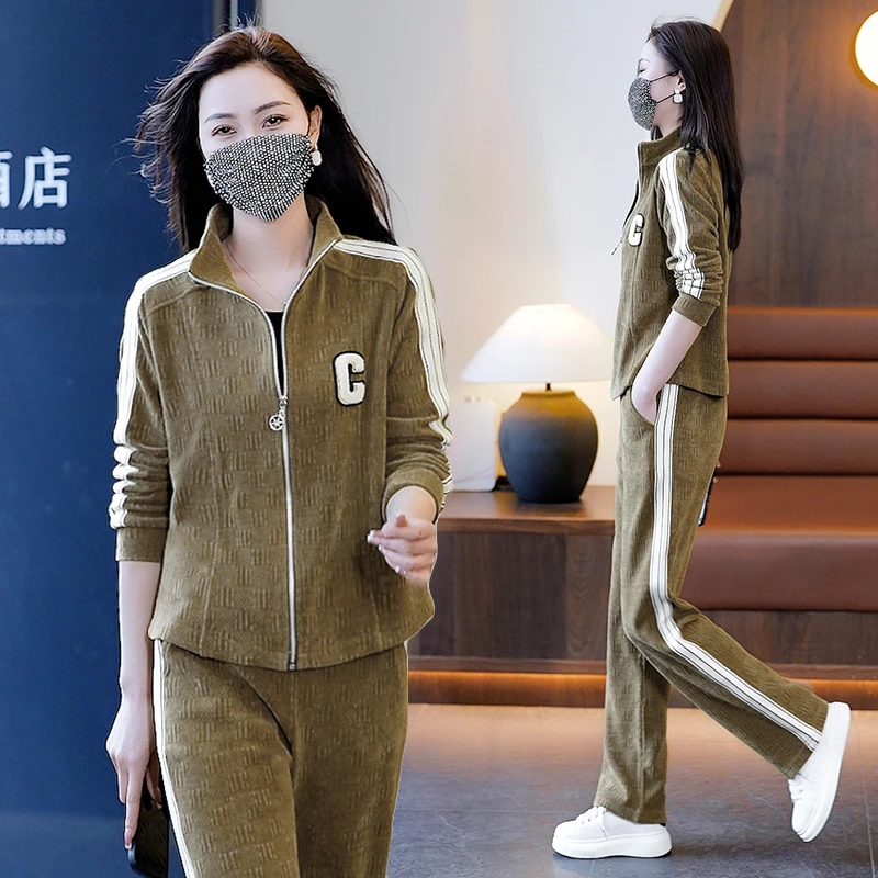 【官方】两件套卫衣外套新款春休闲运动套装女长袖洋气减龄开衫阔腿