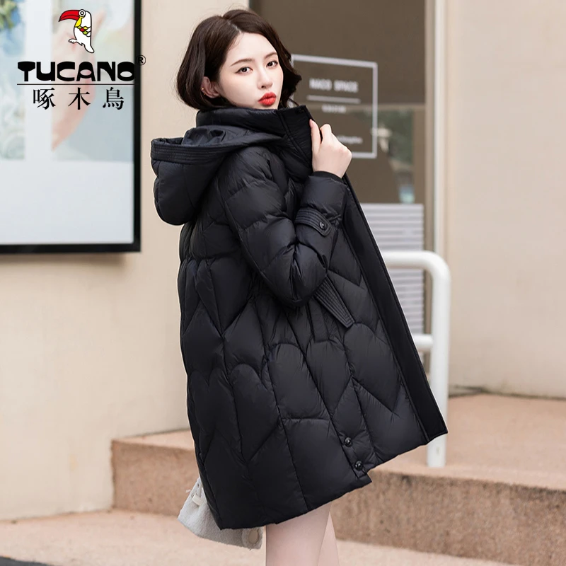 羽绒服女中长款冬季白鸭绒2024年新款中年妈妈保暖宽松加厚外套