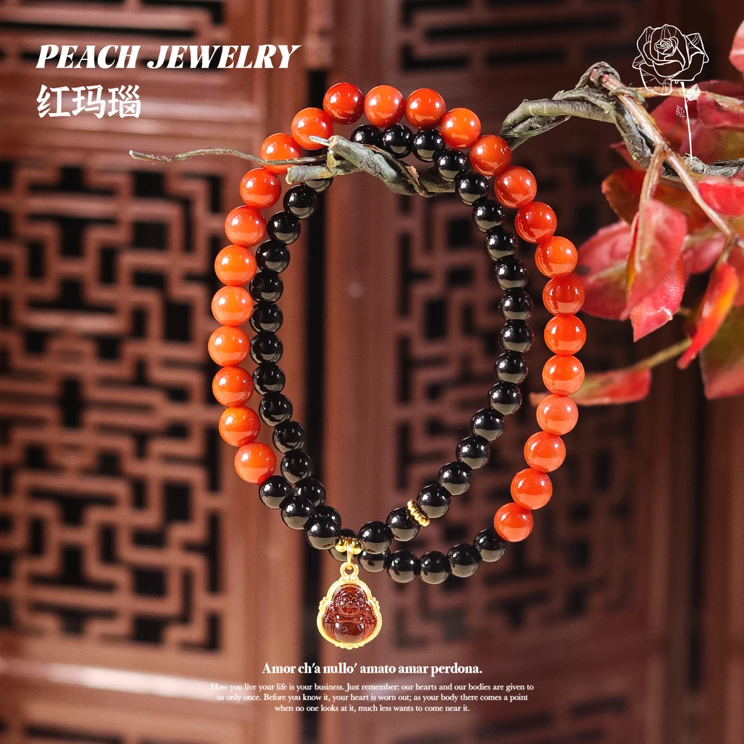 《明台》黑曜石双圈佛公手链 XK197 多样性发颜色微差 发货件数一