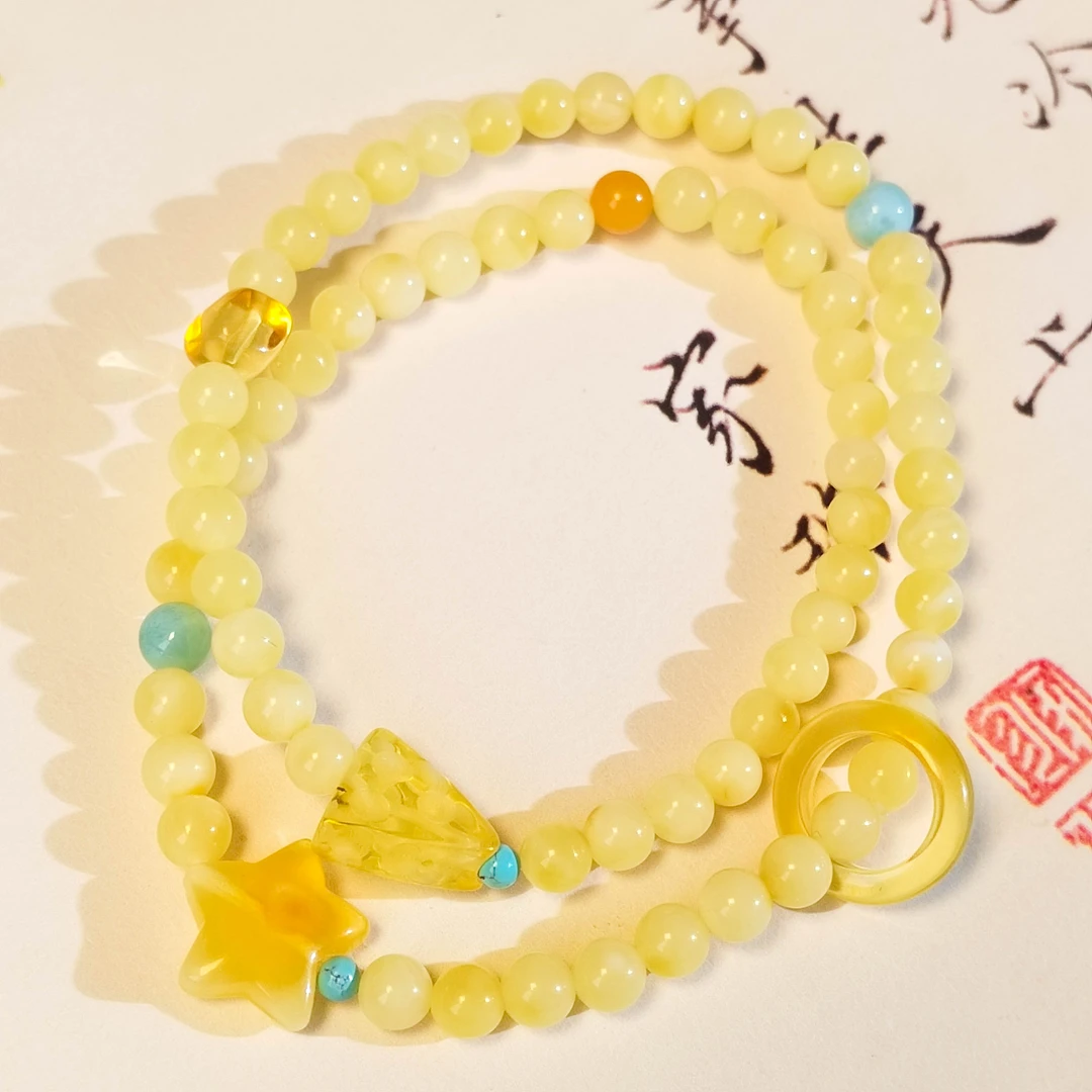 蜜蜡双圈手链 A84 多样性发颜色微差 发货件数一