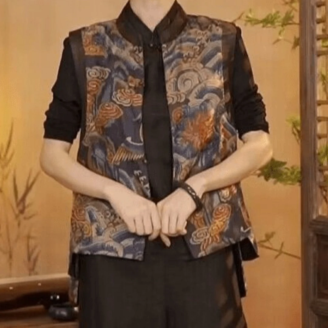 『漪漪』重缎香云纱双面穿马甲  DFCY8923103