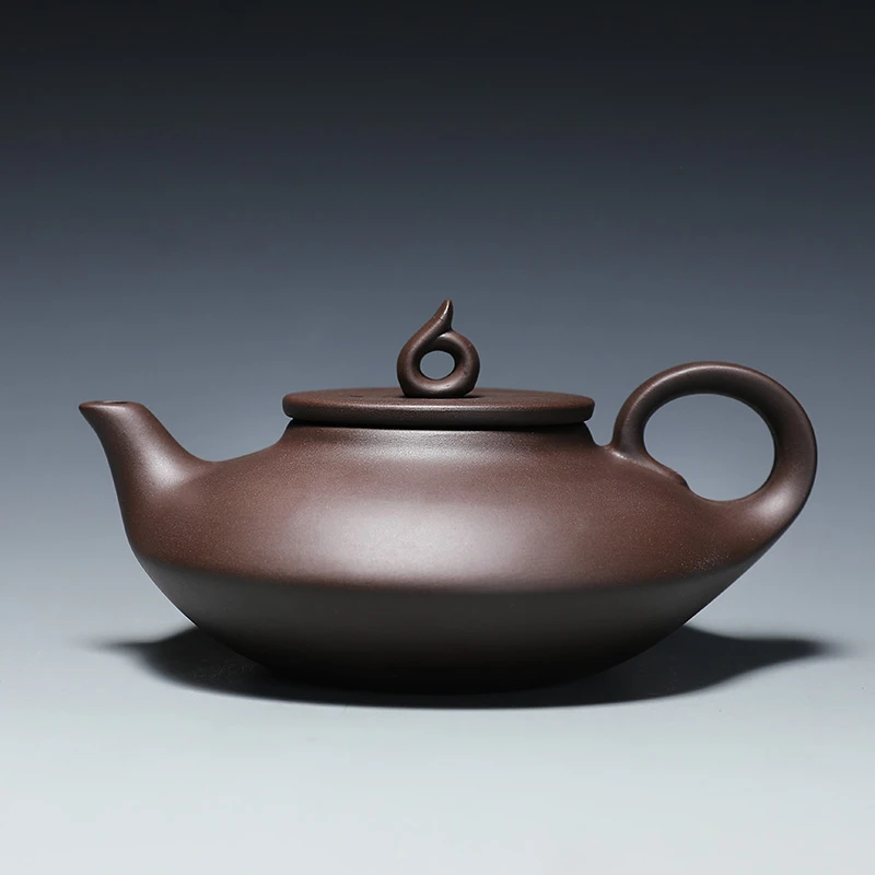 瑞兽四方龙壶大容量紫砂壶手工小茶壶单人壶紫砂手把扁壶家用泡茶