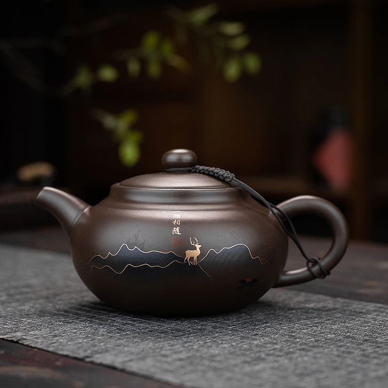 原矿朱泥紫砂大师西施凤鸣壶鸟叫声半手工大容量小号茶壶旋转家用