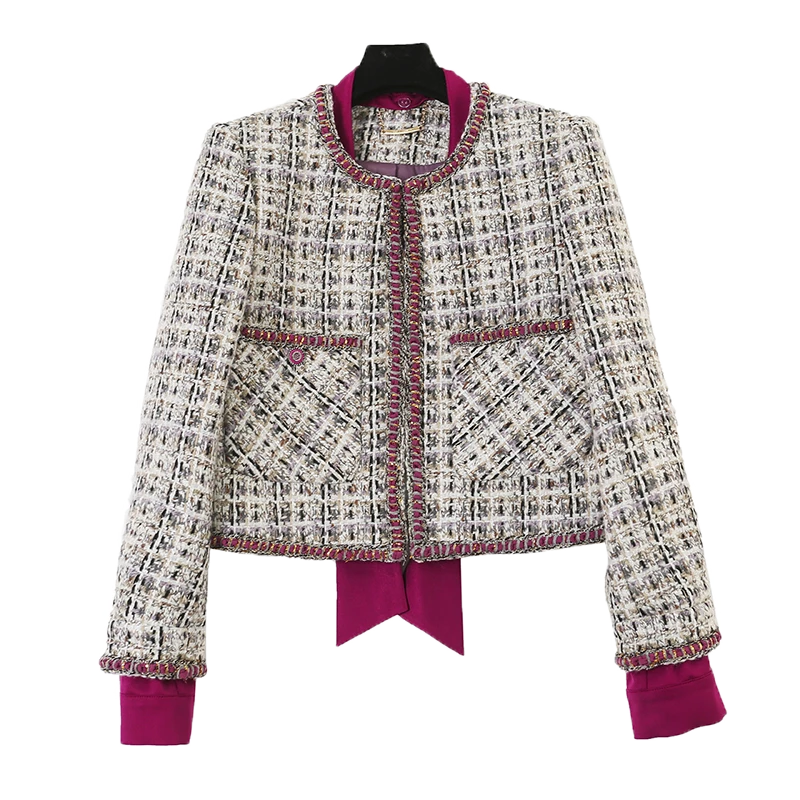 CELLENDI法式新款爆款拼飘带小香风秋季女外套上衣女外套01027