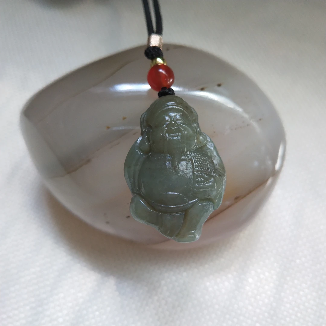 天然和田玉招财财神吊坠