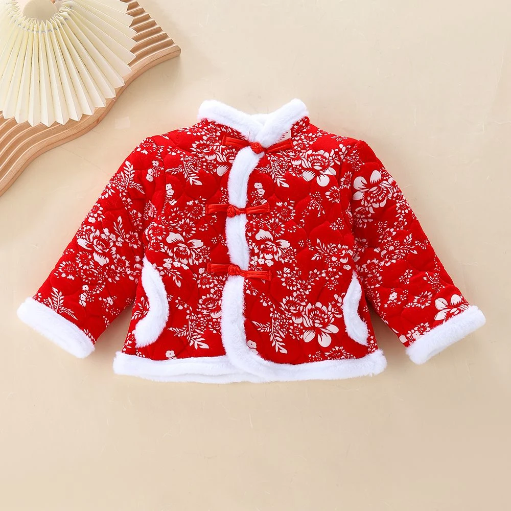 秋冬季女童东北大花棉袄冬款儿童新年过年衣服女宝宝拜年服冬季唐