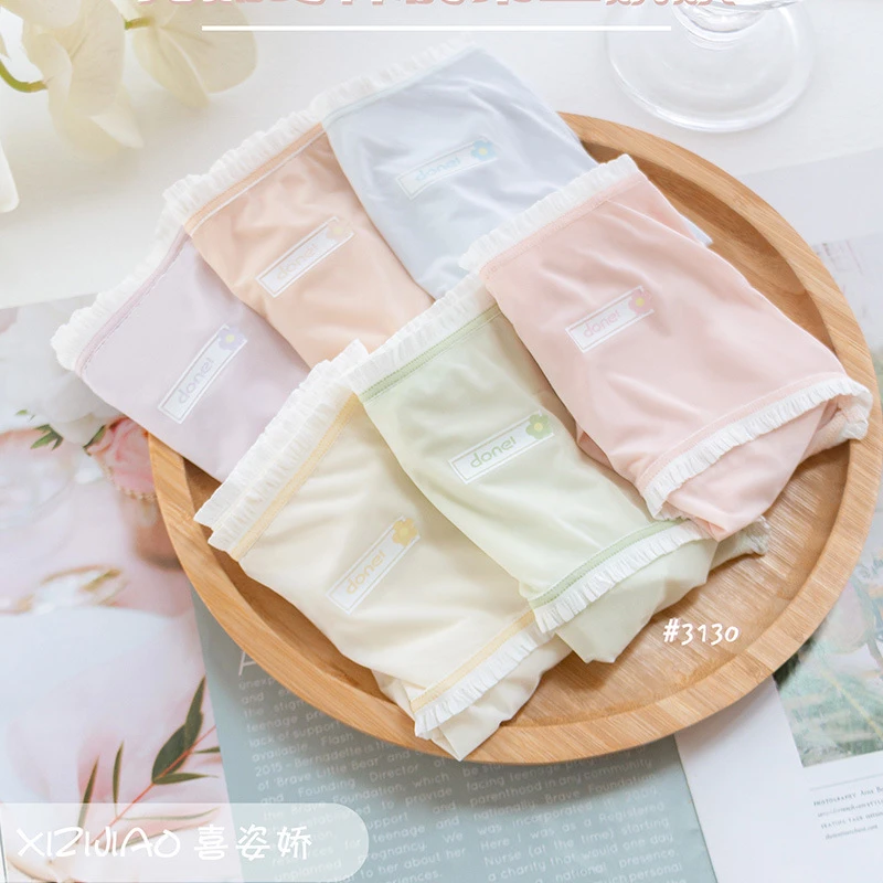 果冻裤3130中腰可爱印花边裤蚕啥丝抗菌底档少女学生三角裤头