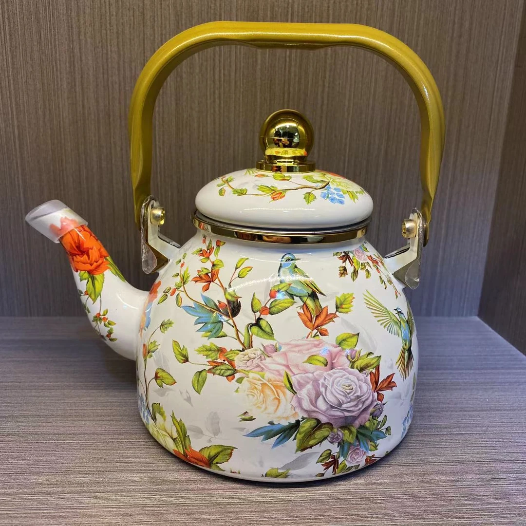 VTA花鸟1.2升烧水壶珐琅搪瓷壶/咖啡壶/茶壶/油壶