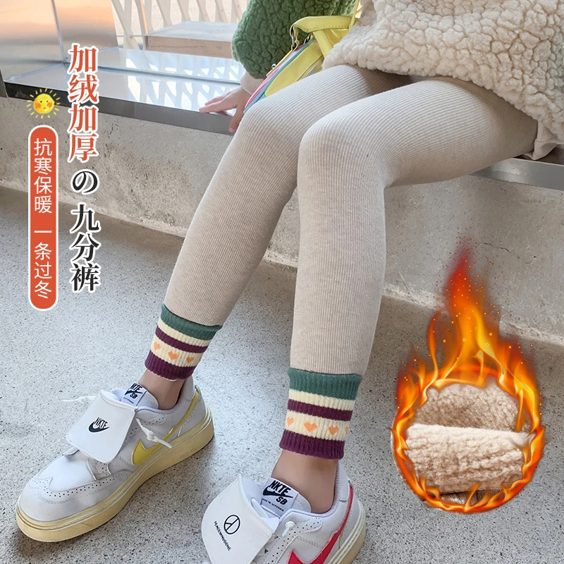 女童加绒打底裤子儿童保暖棉裤外穿加厚春秋冬款2024新款一体宝宝