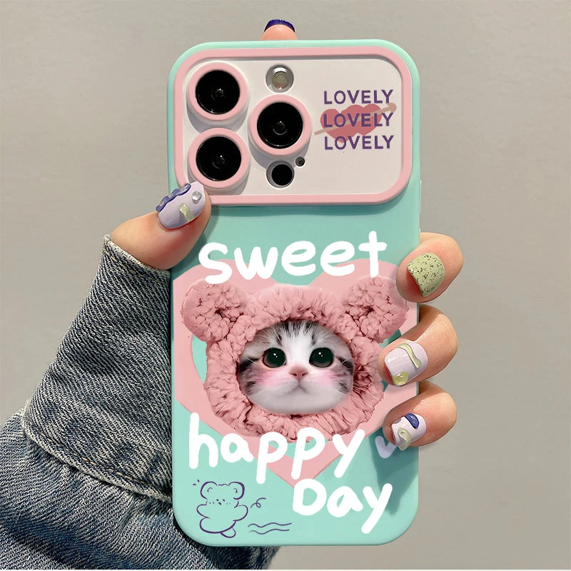 脸红猫咪适用苹果14promax手机壳iphone15新款13可爱12女11卡通