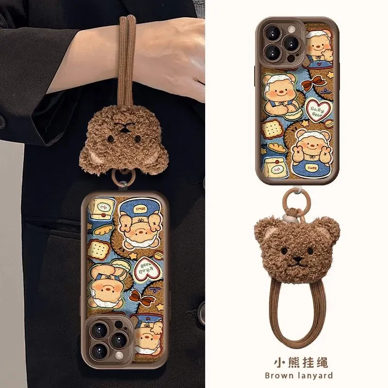 复古黄油小熊适用苹果14pro手机壳新款iPhone13可爱15防摔保护套