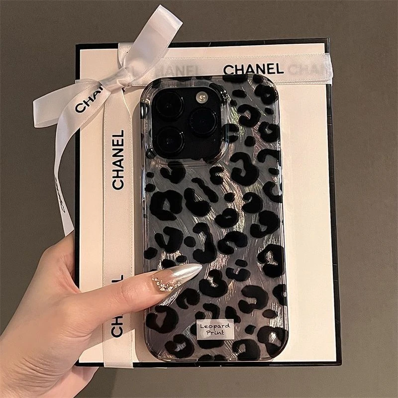 黑色豹纹ins风适用iPhone15手机壳13苹果14promax亚克力小众潮牌x
