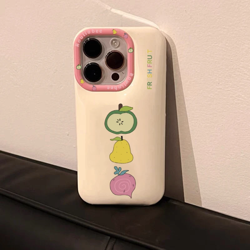 创意三个水果面包壳苹果手机壳iphone15小众全包防摔个性趣味搞怪