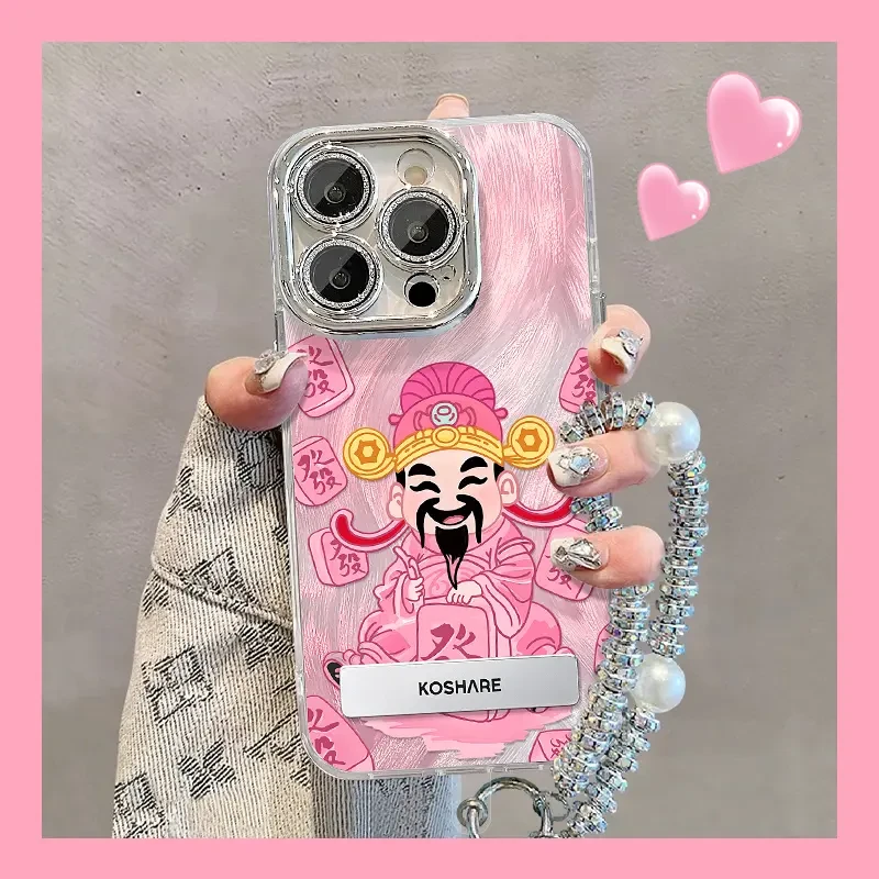 麻将财神适用苹果16promax高级华为oppo/vivo小米羽纱支架手机壳