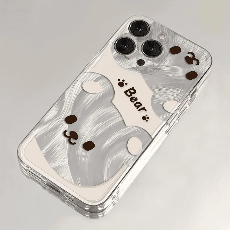 金属感小熊适用苹果16Promax手机壳12/15卡通iPhone14创意xs/xr