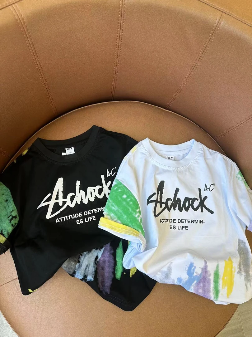 27儿童装男童休闲夏季印花洋气时尚百搭半袖中大童圆领韩版短袖