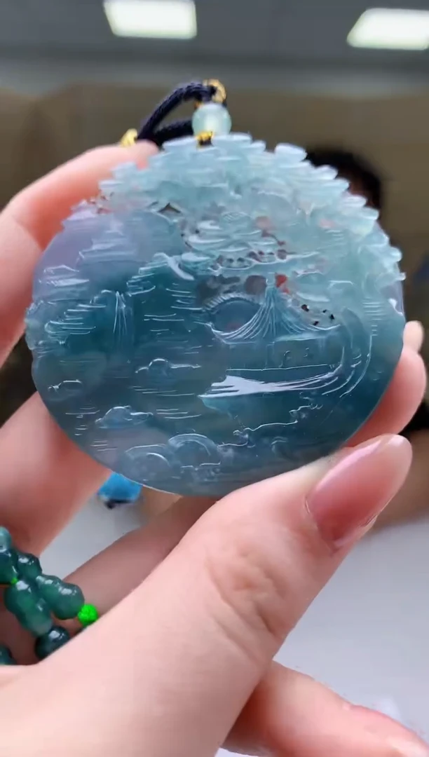 【闪购商品】定制翡翠未镶嵌4987jw-毛货挂件84 配珠链