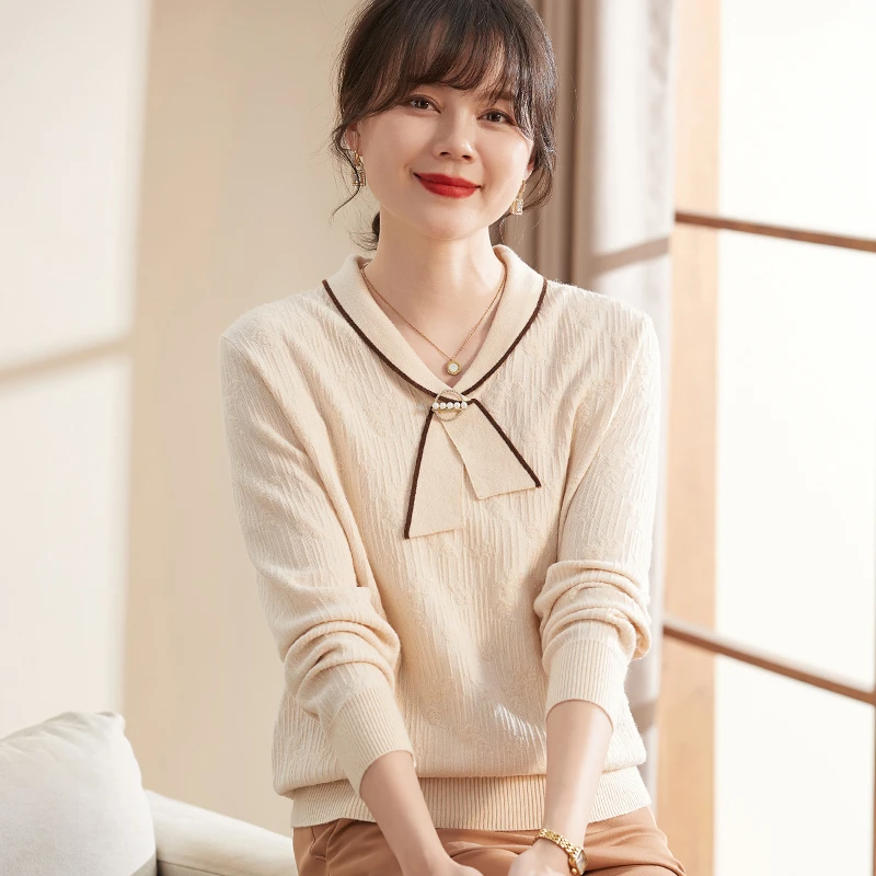 喜卉妈妈秋装新款时尚针织衫打底上衣中老年女装冬装洋气保暖毛衣