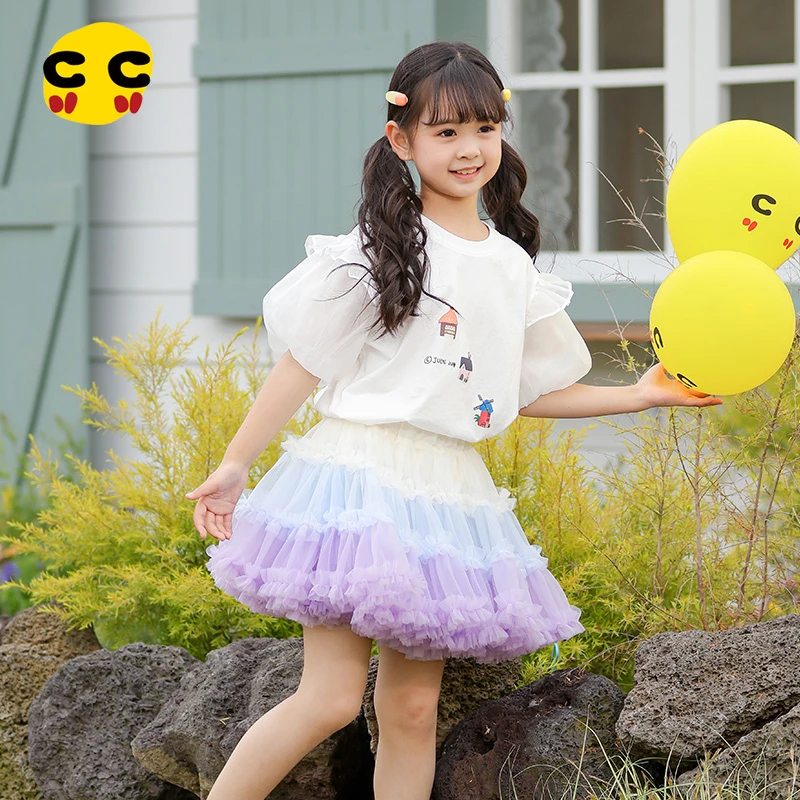 clanc潮牌童装夏新款儿童可爱印花洋气泡泡袖上衣女童短袖T恤