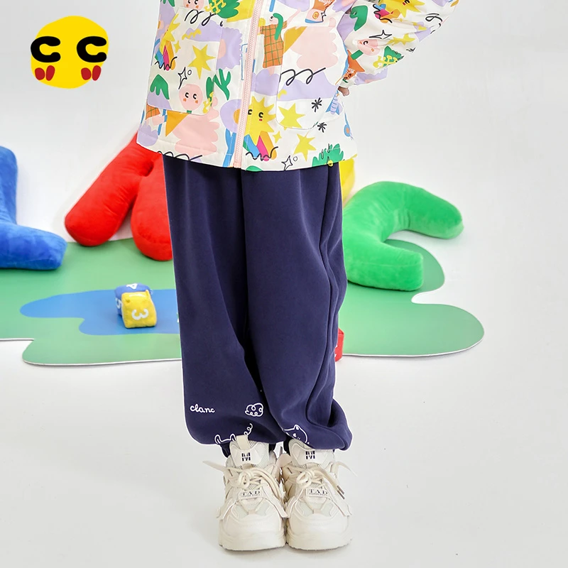 clanc童装24年早秋新款女童舒适束脚洋气针织裤运动休闲长裤