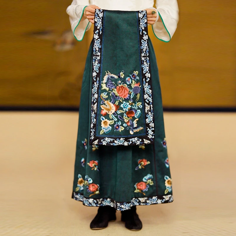 复古日记100桑蚕丝香云纱中式绣花汉服国风马面裙女裙子241Q6205