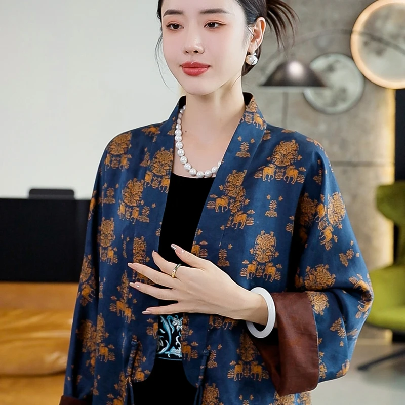 复古日记100桑蚕丝新中式休闲国风女装秋季夏季外套245W7350